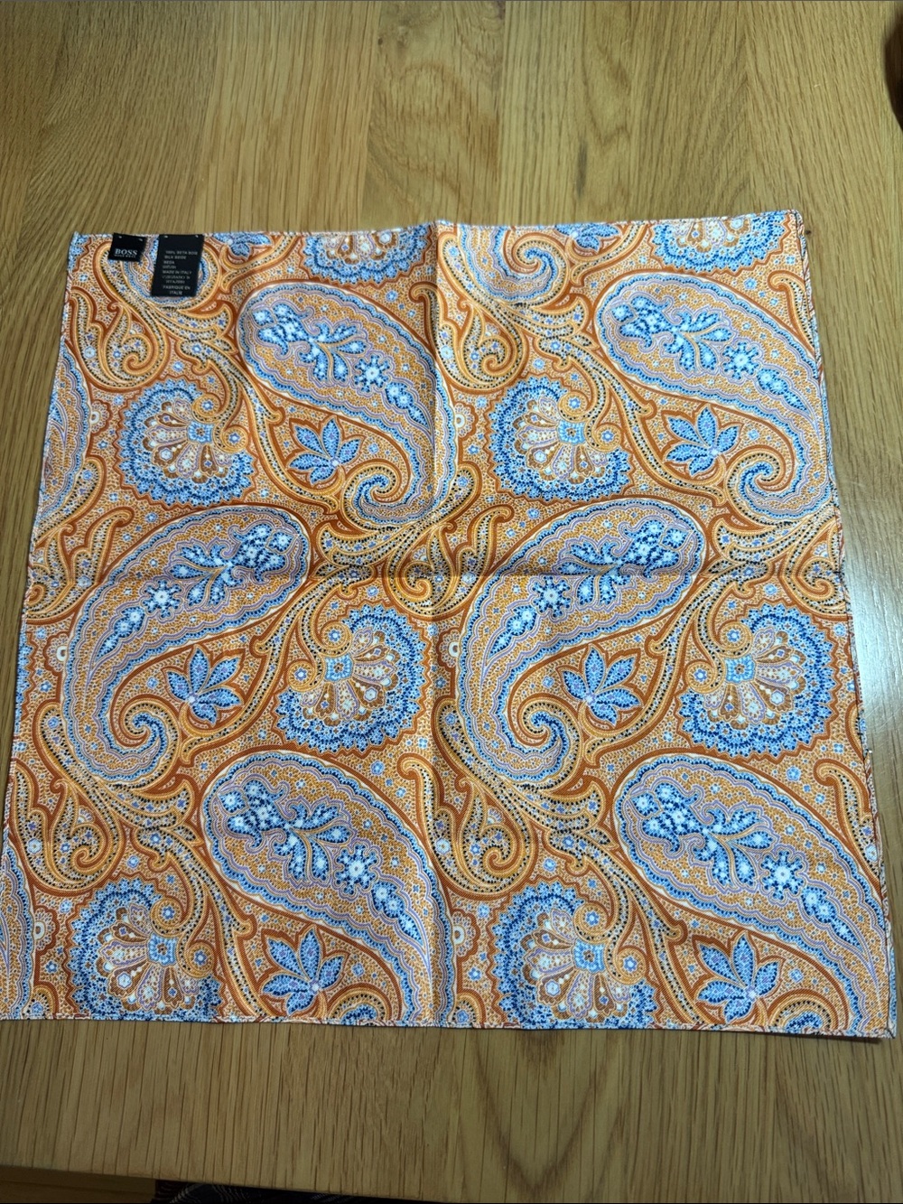 Boss Orange and Blue SILK Paisley Pocket Square
